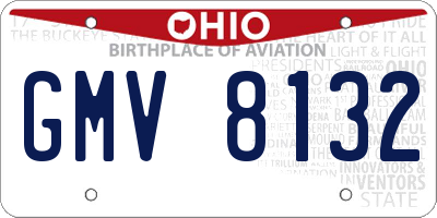 OH license plate GMV8132