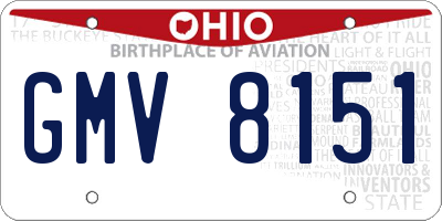 OH license plate GMV8151