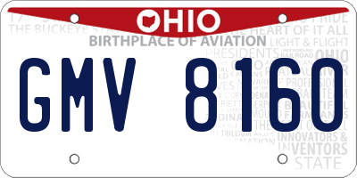 OH license plate GMV8160