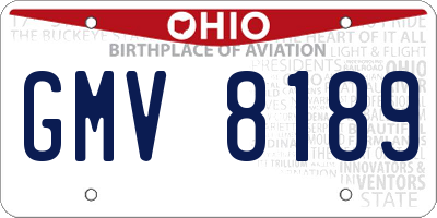 OH license plate GMV8189