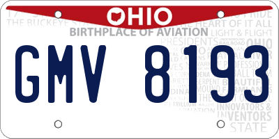 OH license plate GMV8193