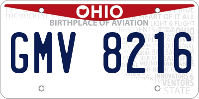 OH license plate GMV8216