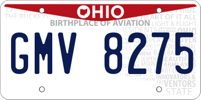 OH license plate GMV8275