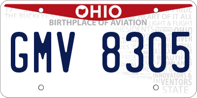 OH license plate GMV8305