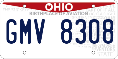 OH license plate GMV8308