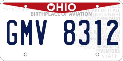 OH license plate GMV8312
