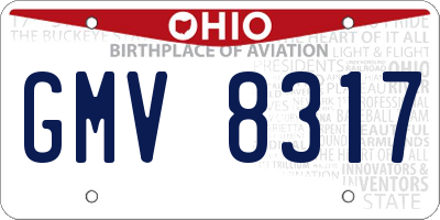 OH license plate GMV8317