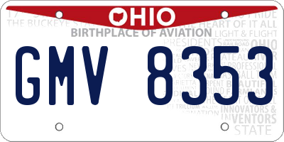 OH license plate GMV8353