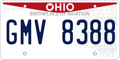 OH license plate GMV8388