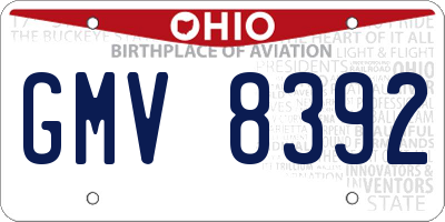 OH license plate GMV8392