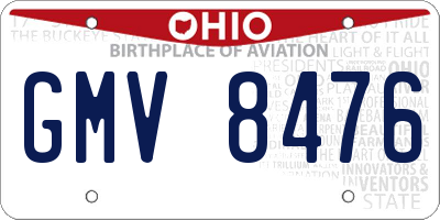 OH license plate GMV8476