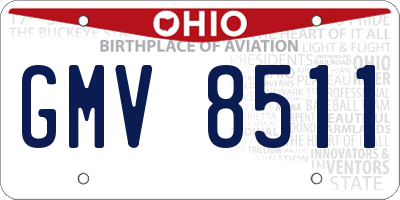 OH license plate GMV8511