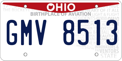 OH license plate GMV8513