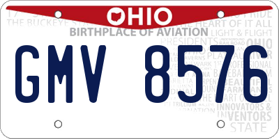OH license plate GMV8576