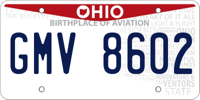OH license plate GMV8602