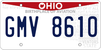 OH license plate GMV8610