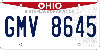 OH license plate GMV8645