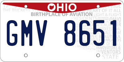 OH license plate GMV8651