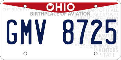 OH license plate GMV8725