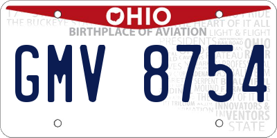 OH license plate GMV8754