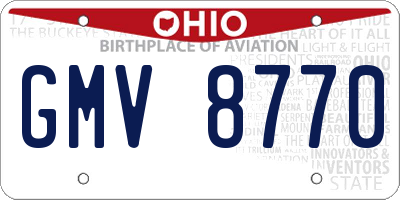 OH license plate GMV8770