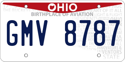 OH license plate GMV8787