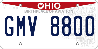OH license plate GMV8800