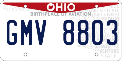 OH license plate GMV8803