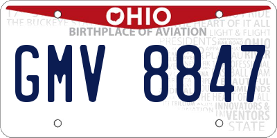 OH license plate GMV8847