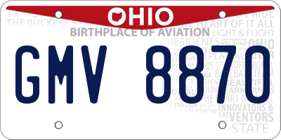 OH license plate GMV8870