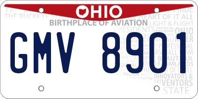 OH license plate GMV8901