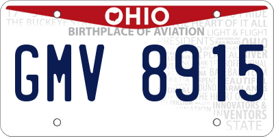 OH license plate GMV8915