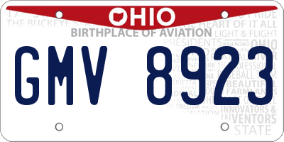 OH license plate GMV8923