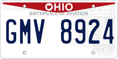 OH license plate GMV8924
