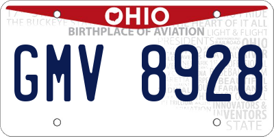 OH license plate GMV8928