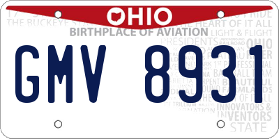OH license plate GMV8931