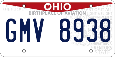 OH license plate GMV8938