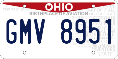 OH license plate GMV8951
