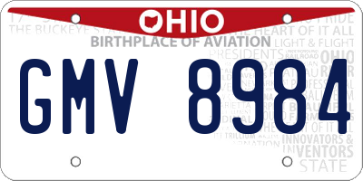 OH license plate GMV8984