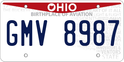 OH license plate GMV8987