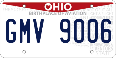 OH license plate GMV9006