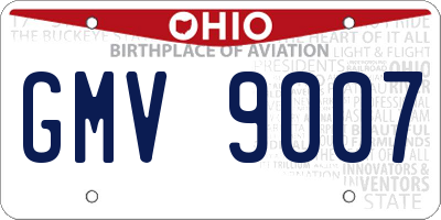 OH license plate GMV9007