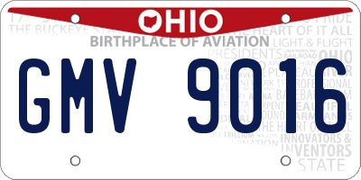 OH license plate GMV9016