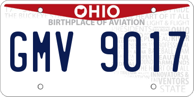 OH license plate GMV9017