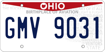 OH license plate GMV9031
