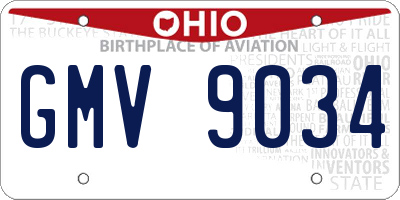 OH license plate GMV9034