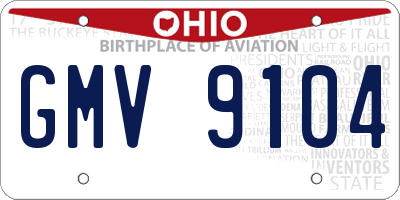 OH license plate GMV9104