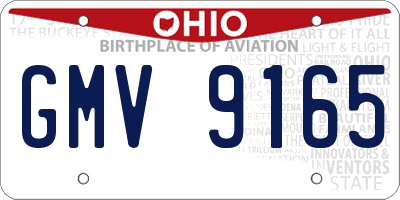 OH license plate GMV9165