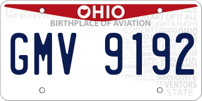 OH license plate GMV9192