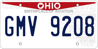 OH license plate GMV9208